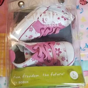 Bobux iWalk Junior White and Pink Floral Baby Shoes 15-21 Months
